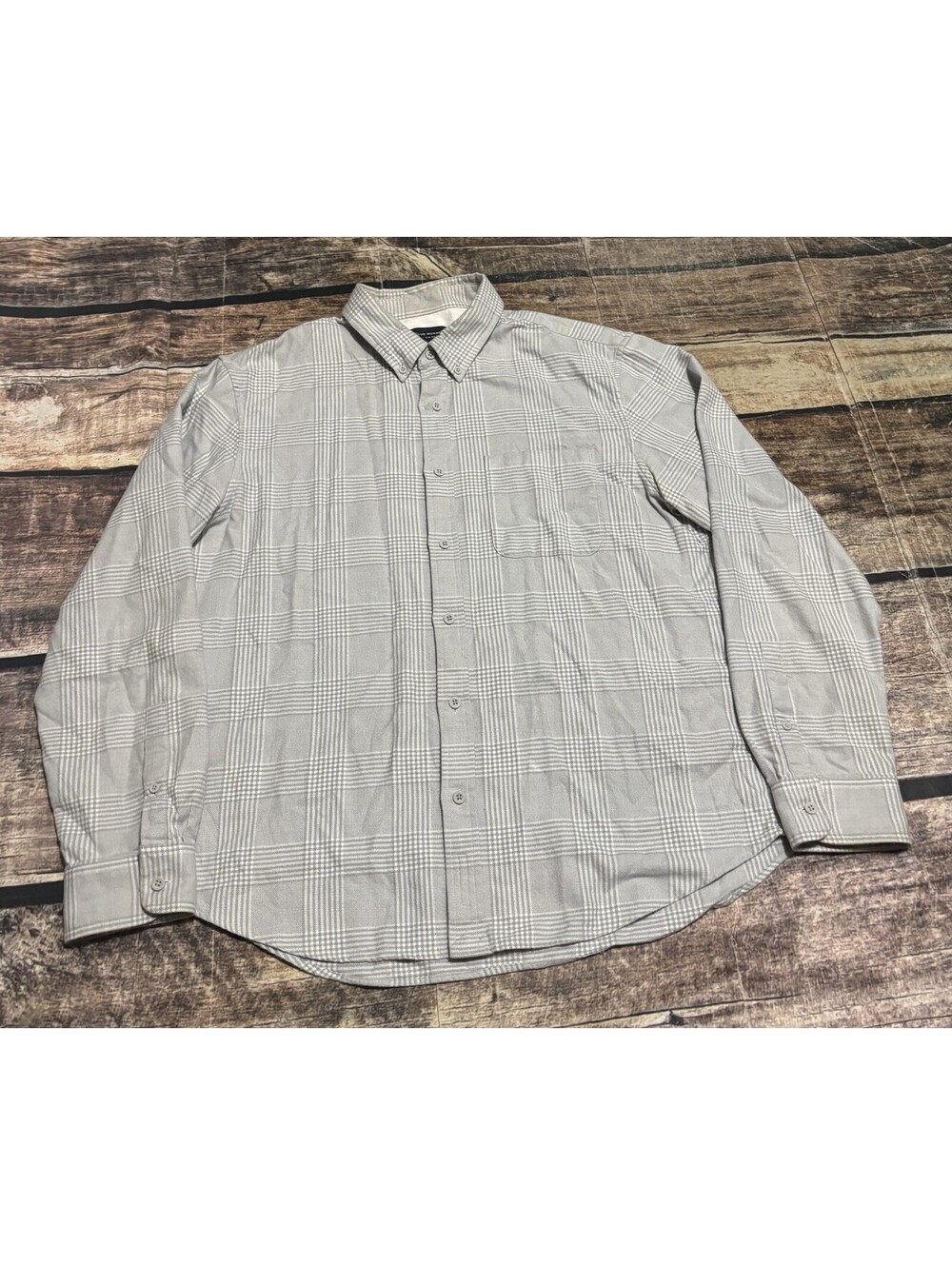 Club Monaco Shirt Mens XL Flannel Check Slim Fit Cotton Gray